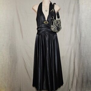 Aspeed Black Halter Maxi Dress Evening Party Gown